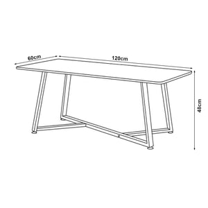 Couchtisch Riskiften 120x60x48 cm Marmoroptik, schwarz [en.casa]