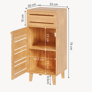 Badezimmerschrank Epind 75x33x30 cm Bambus Natur [en.casa]