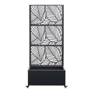 Trennwand Surnskoki mit Blumenkasten Stahl Schwarz [casa.pro]