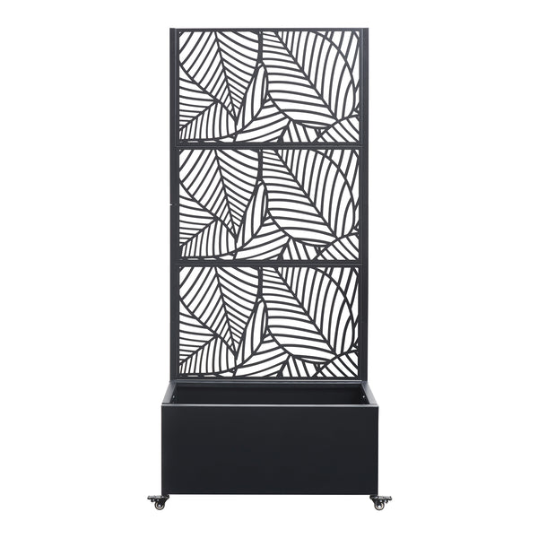 Trennwand Surnskoki mit Blumenkasten Stahl Schwarz [casa.pro]