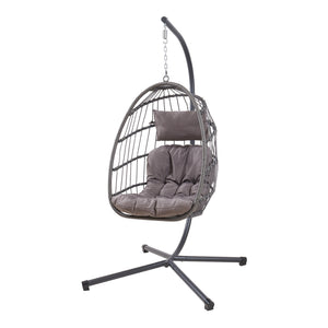 Hängesessel Edeng mit Gestell 196x110x95 cm Grau [en.casa]