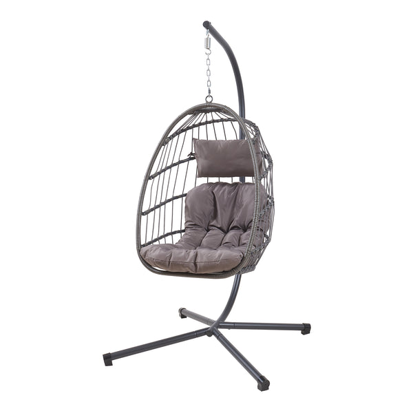 Hängesessel Edeng mit Gestell 196x110x95 cm Grau [en.casa]