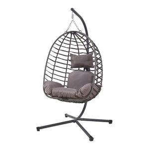 Hängesessel Kandsvas mit Gestell 198x110x95 cm Grau [en.casa]