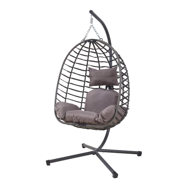 Hängesessel Kandsvas mit Gestell 198x110x95 cm Grau [en.casa]