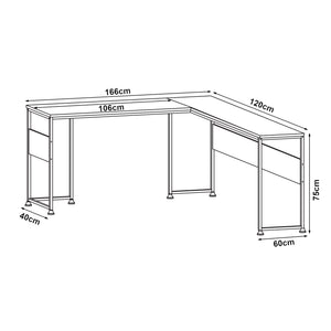 Schreibtisch Karlstang L-förmig 166x120x75 cm Hellgrau [en.casa]