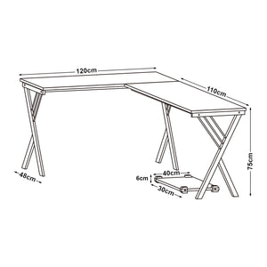 Schreibtisch Tarielarg mit PC-Ständer L-förmig 158x120x75 cm Eicheoptik [en.casa]