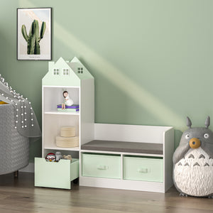 Kindersitzbank mit Regal Vipsali 100x99x30 cm Mintgrün/Weiß [en.casa]
