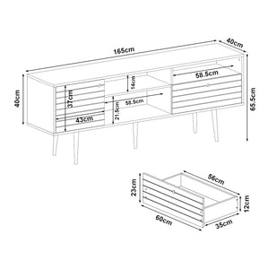 Fernsehschrank Vare 165x40x66 cm Weiß/Walnussoptik [en.casa]