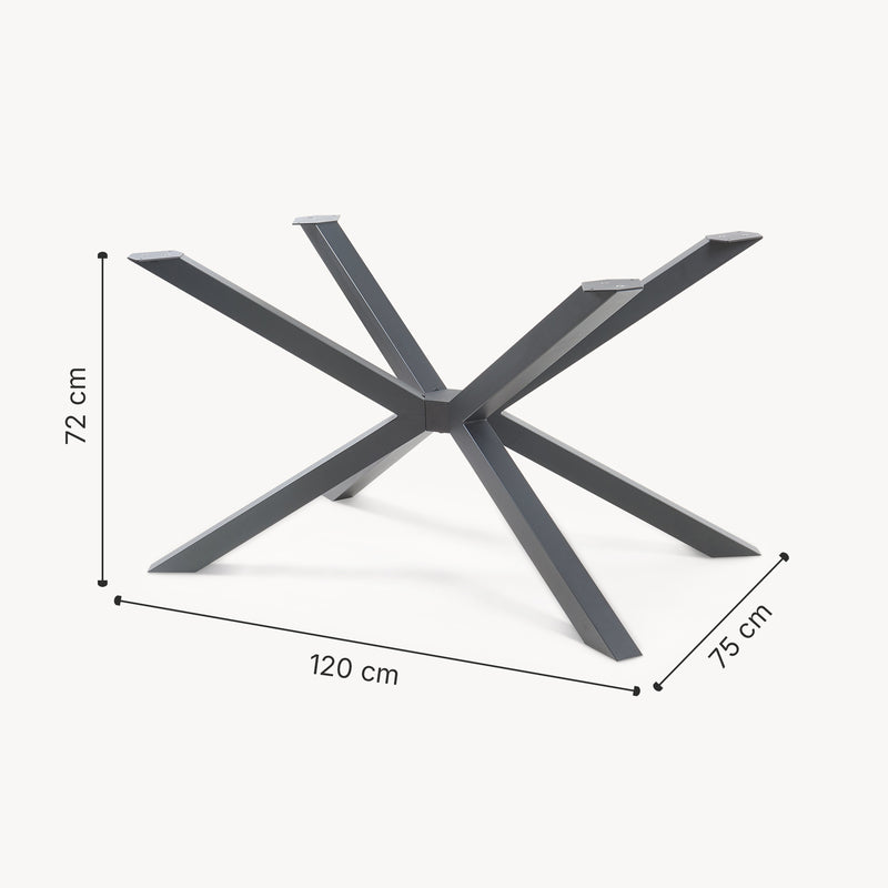 Maßskizze Tischgestell Bemeenel 120x75x72 cm Stahl Schwarz [en.casa]