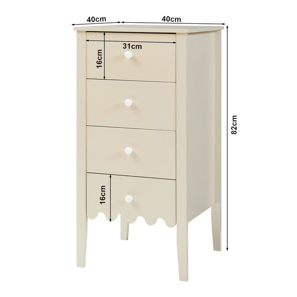 Kommode Luspoo mit 4 Schubladen 82x40x40 cm Cremeweiß [en.casa]