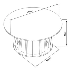 Couchtisch Buzzard Ø90x45 cm Schwarz/Betonoptik [en.casa]