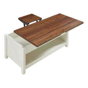Couchtisch Kasama mit Hebeplatte und Stauraum 110x55x54 cm Walnussoptik/Weiß [en.casa]