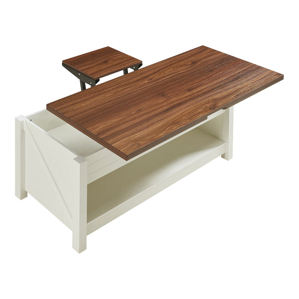 Couchtisch Kasama mit Hebeplatte und Stauraum 110x55x54 cm Walnussoptik/Weiß [en.casa]