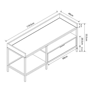 Fernsehtisch Belana 120x40x54 cm Schwarz/Eicheoptik [en.casa]