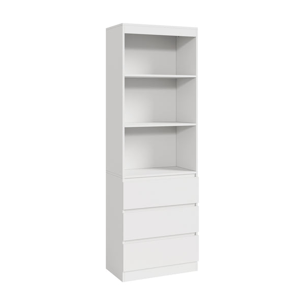 Bücherregal Les mit 3 Schubladen 180x60x35 cm Weiß [en.casa]