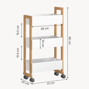 Rollwagen Varulta 80x41x20 cm Natur/Weiß [en.casa]
