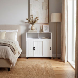 Beistellschrank auf Rollen Fadeskimma 72x70x20 cm Weiß [en.casa]