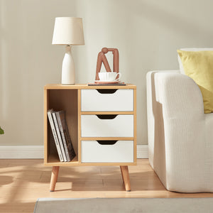 Nachttisch Bordkak 55x48x30 cm Eicheoptik/Weiß [en.casa]