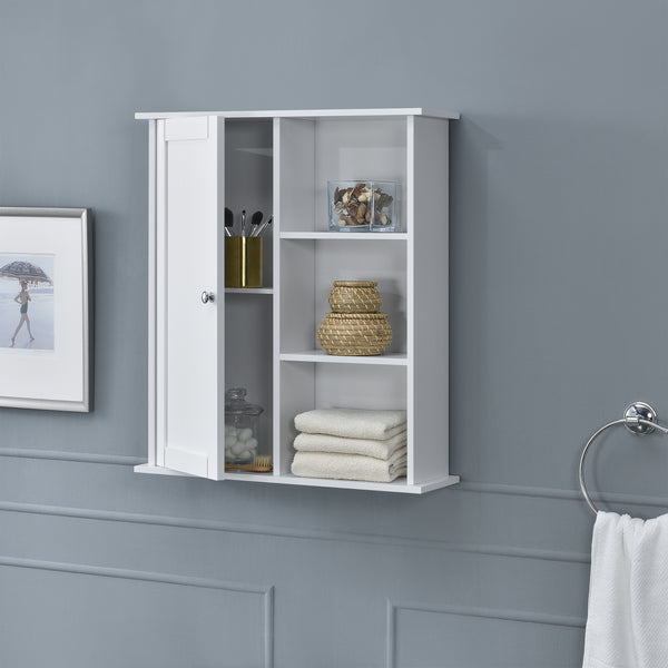 Badezimmerschrank Anderlecht 71x60x18 cm Regal mit Ablagen Weiß en.caa
