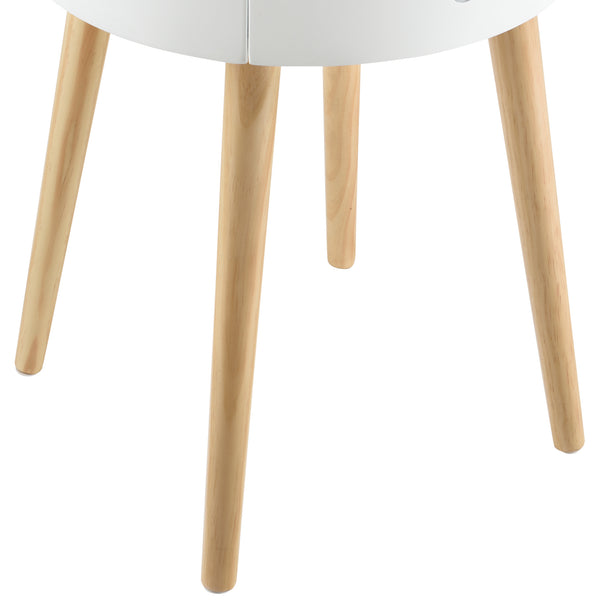 Nachttisch Aurich 50x38x38 cm mit Schublade Retrodesign Weiß en.casa