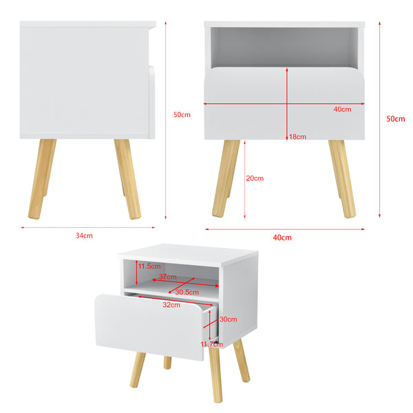 Nachttisch Dargaville 50x40x34 cm Weiß en.casa
