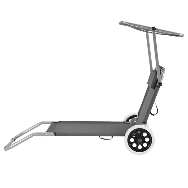 2er-Set Sonnenliege Falun mit Dach und Rollen Anthrazitgrau casa.pro