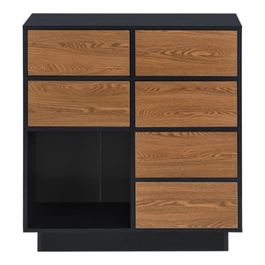 Beistellschrank Krokom 88x80x30 cm Schwarz/Dunkler Holzton en.casa