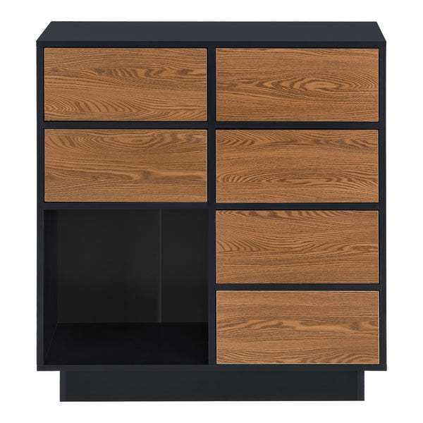 Beistellschrank Krokom 88x80x30 cm Schwarz/Dunkler Holzton en.casa