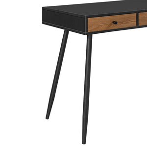 Schreibtisch Tumba 115x48x75cm Schwarz/Dunkler Holzton en.casa