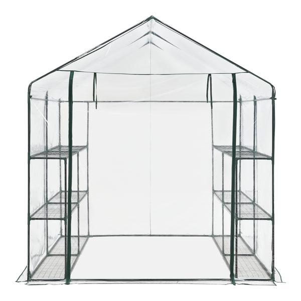 Gewächshaus Grünau mit Ablagen 200x200x220cm Transparent [en.casa]