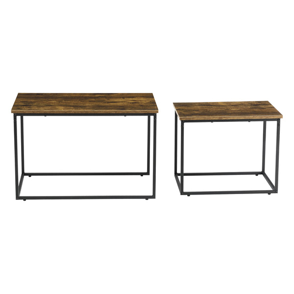Couchtischset Härnösand 2er Set Dunkler Holzton [en.casa]
