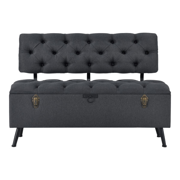 Sitztruhe Malmöhus 110x48x75cm Dunkelgrau [en.casa]