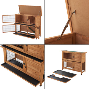 Kaninchenstall Falkenau Kleintiergehege 104x122x50cm Tannenholz [en.casa]