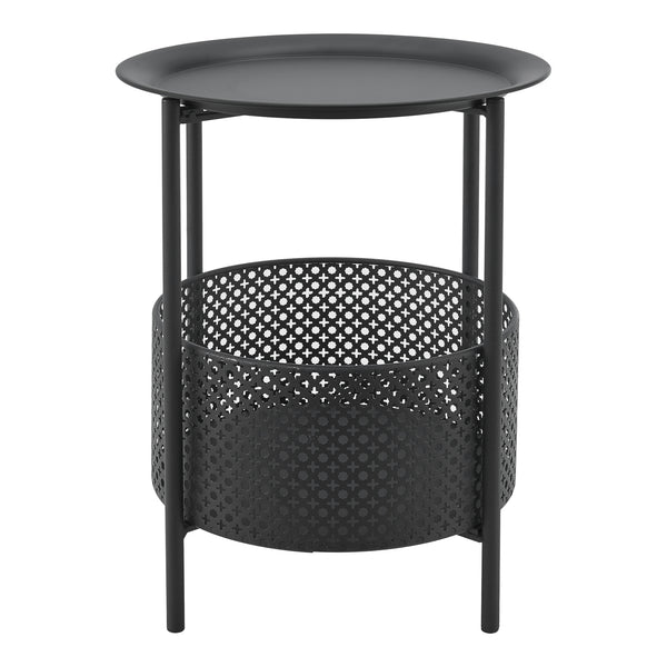 Beistelltisch Kruibeke 46x35cm mit Korb Schwarz [en.casa]