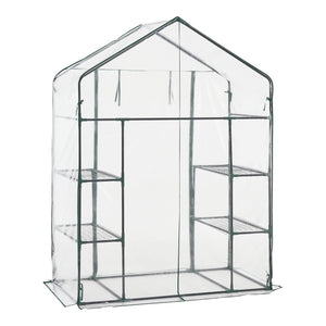 Gewächshaus Hoorn mit Ablagen 140x73x195cm Transparent [en.casa]