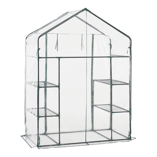 Gewächshaus Hoorn mit Ablagen 140x73x195cm Transparent [en.casa]