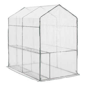 Gewächshaus Oosterhout mit Ablagen 120x186x190cm Transparent [en.casa]