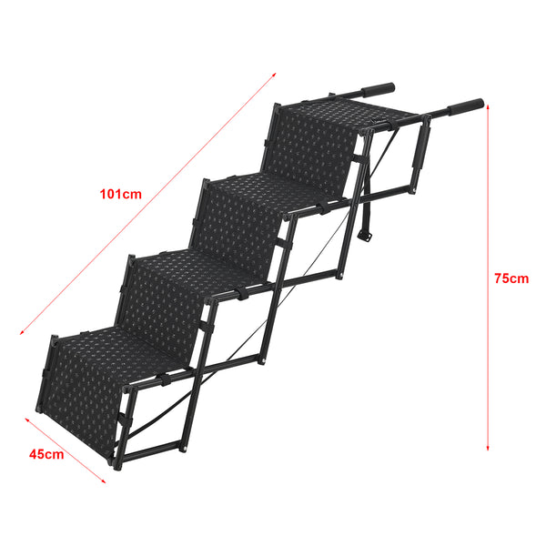 Hundetreppe Colchester 4-stufig bis 55 kg Metall/Polyester [en.casa]