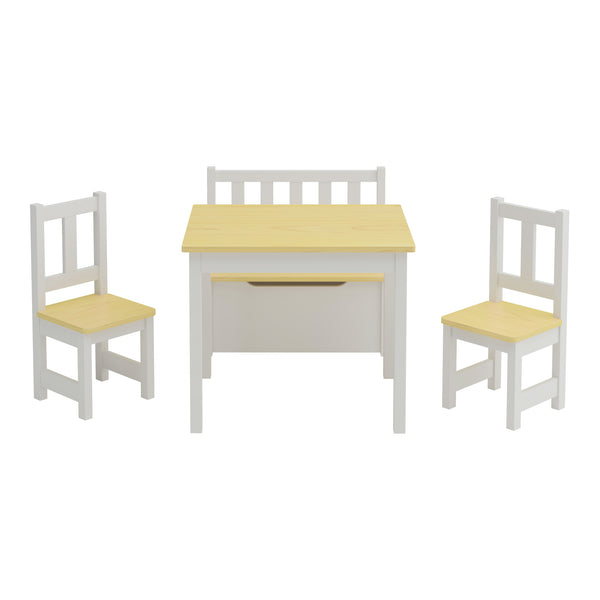 Kindertischset Lousame Kiefernholz Natur / Weiß [en.casa]