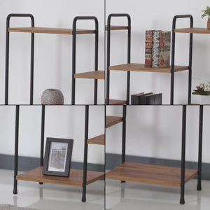 Standregal Birkerød mit 8 Ablageflächen 100 x 110 x 30 cm Schwarz / Walnuss-Optik [en.casa]