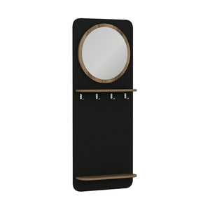 Garderobenpaneel Helsinge mit Spiegel 150x60x15 cm Schwarz [en.casa]