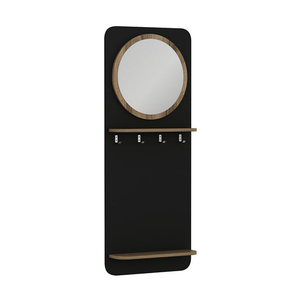 Garderobenpaneel Helsinge mit Spiegel 150x60x15 cm Schwarz [en.casa]