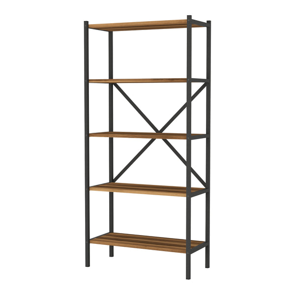 Küchenregal Tomelilla 160x66x34 cm Walnuss/Anthrazit [en.casa]
