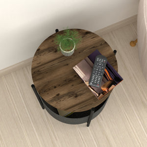Beistelltisch Hofors 60x43cm Anthrazit / Eichenoptik, antik [en.casa]
