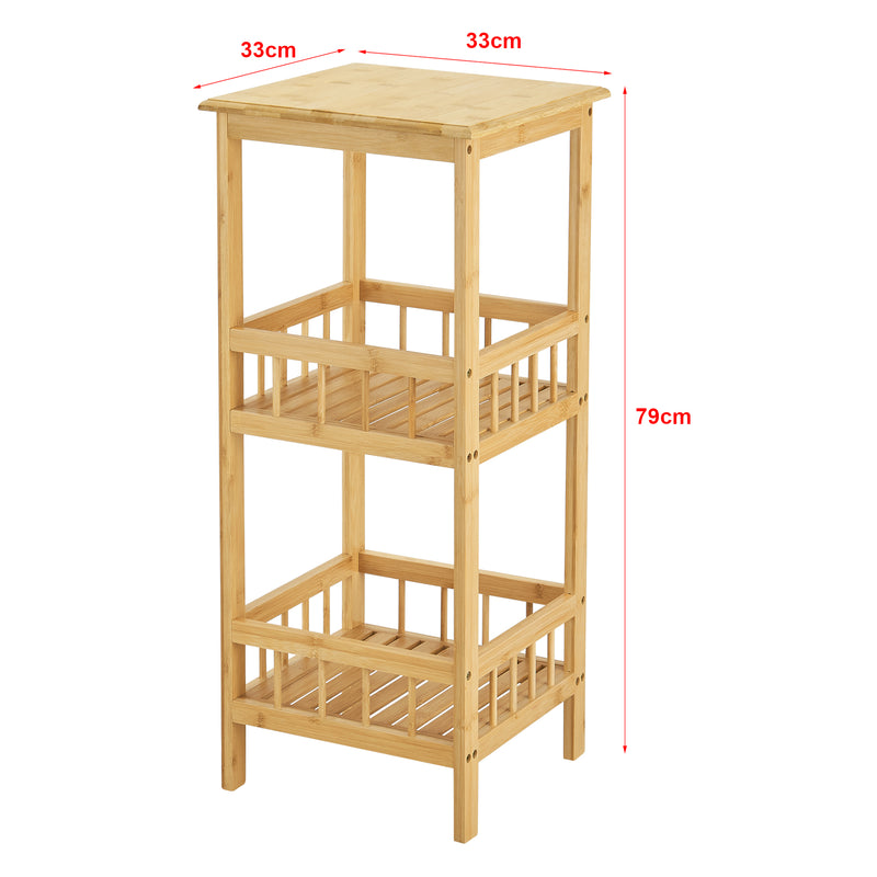 Maßskizze Standregal Pyhäjärvi Bambus 79x33x33 cm Natur [en.casa]