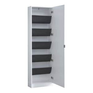 Schuhschrank Meura 160x48x20cm verspiegelt Weiß [en.casa]