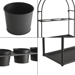 Pflanzregal Merikarvia mit 3 Töpfen Metall [en.casa]