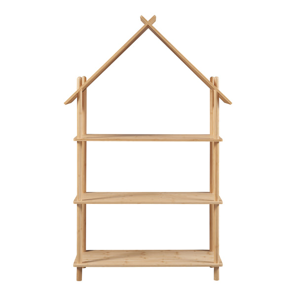 Kinderregal Hamarøy Bambus in Hausoptik 137x90x30cm [en.casa]