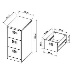 Schubladenschrank Rääkkylä 103x45x62cm Stahl [en.casa]