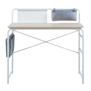 Schreibtisch Dyrøy 98x98x46cm Weiß/Eiche [en.casa]